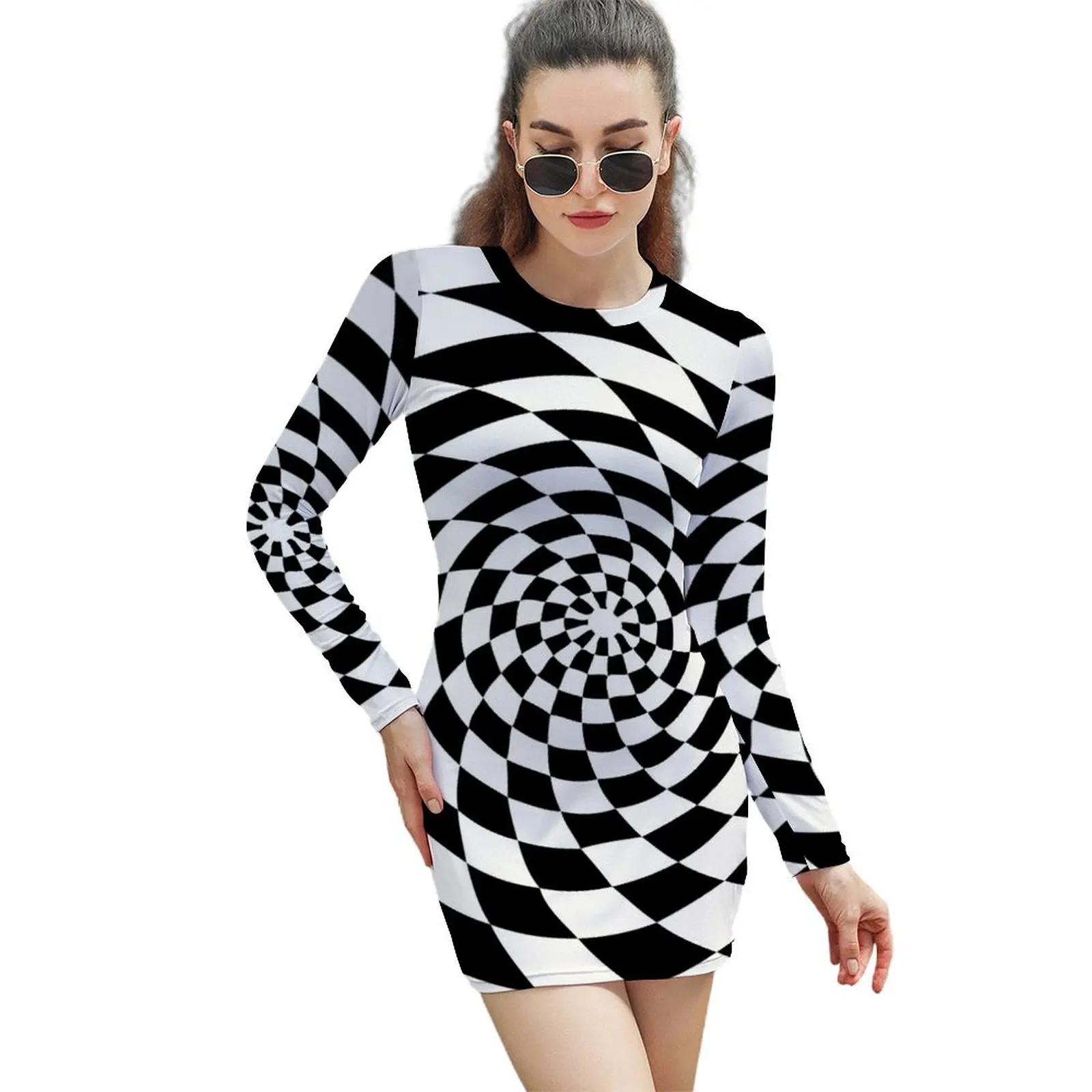 Optical Illusion Op Art Black and White Long-Sleeved Sheath Dress summer clothes for women
Optical Illusion Op Art Black and White Long-Sleeved Sheath Dress summer clothes for women