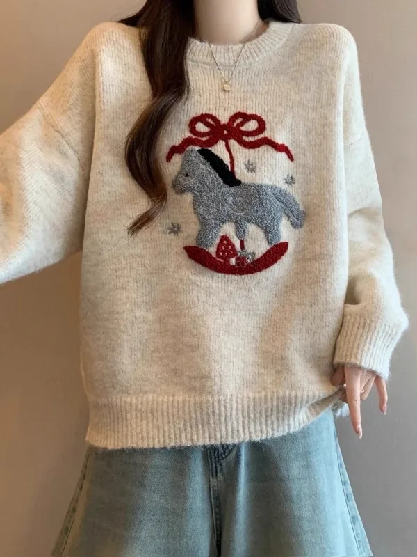 Christmas Theme Knitted Sweater Women's Large Size Lazy Style Age Reduction Top Shoulder Width Standard Spring New Arrival
Christmas Theme Knitted Sweater Women's Large Size Lazy Style Age Reduction Top Shoulder Width Standard Spring New Arrival