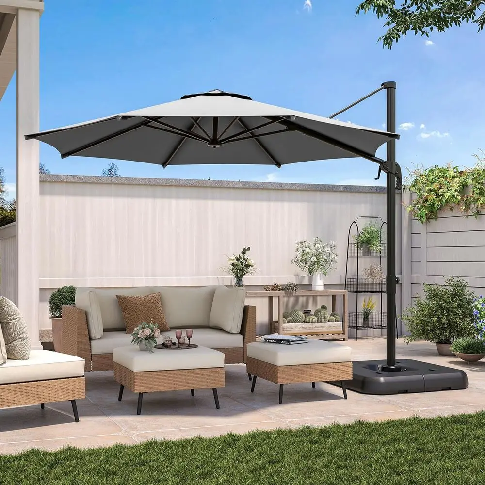 10' Patio Umbrella with Base, Large Outdoor Cantilever Windproof Umbrella for 360° Rotation, Ideal for Backyard, Pool, Lawn, Dec
10' Patio Umbrella with Base, Large Outdoor Cantilever Windproof Umbrella for 360° Rotation, Ideal for Backyard, Pool, Lawn, Dec