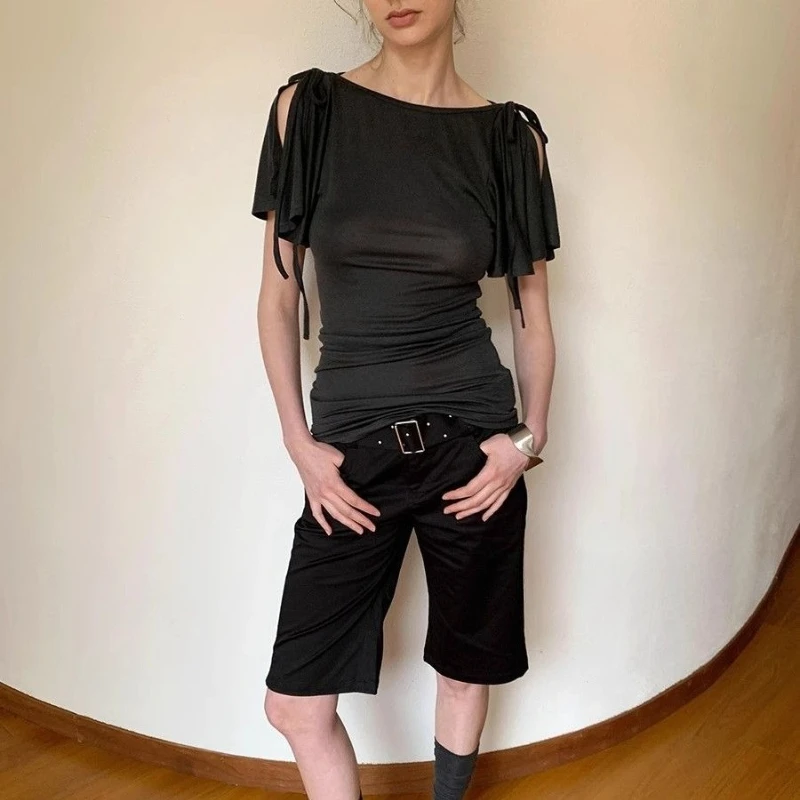 Deeptown Japanese Style Elegant T-shirts Women Harajuku Vintage Dark Gray Tees Casual Solid Slim Short Sleeve T-Shirt Aesthetics
Deeptown Japanese Style Elegant T-shirts Women Harajuku Vintage Dark Gray Tees Casual Solid Slim Short Sleeve T-Shirt Aesthetics