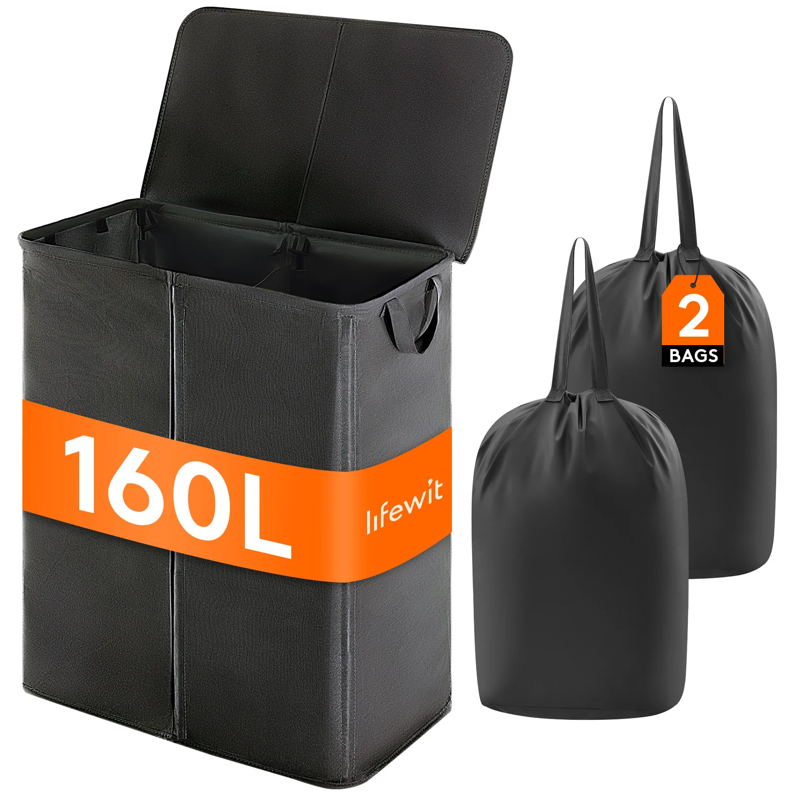 160L, Divided Laundry Basket with Handles, Double Laundry Hamper with Lid and Removable Laundry Bags, Large Separated Clothes Basket for Bedroom, Bathroom, College Dorm, Laundry Sorting
160L, Divided Laundry Basket with Handles, Double Laundry Hamper with Lid and Removable Laundry Bags, Large Separated Clothes Basket for Bedroom, Bathroom, College Dorm, Laundry Sorting