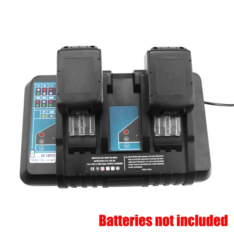 Portable Lithium Battery Charging Station Power Tool Battery Charger Dual-port Fast Charger for Makita 14.4–18V Li-ion Batteries
Portable Lithium Battery Charging Station Power Tool Battery Charger Dual-port Fast Charger for Makita 14.4–18V Li-ion Batteries