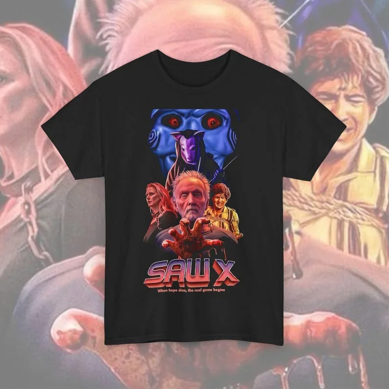 Saw X Unisex Heavy Cotton Tee, Horror Movie Shirt, Halloween Apparel, Gifts for Horror Fans, Retro Graphic Tee
Saw X Unisex Heavy Cotton Tee, Horror Movie Shirt, Halloween Apparel, Gifts for Horror Fans, Retro Graphic Tee