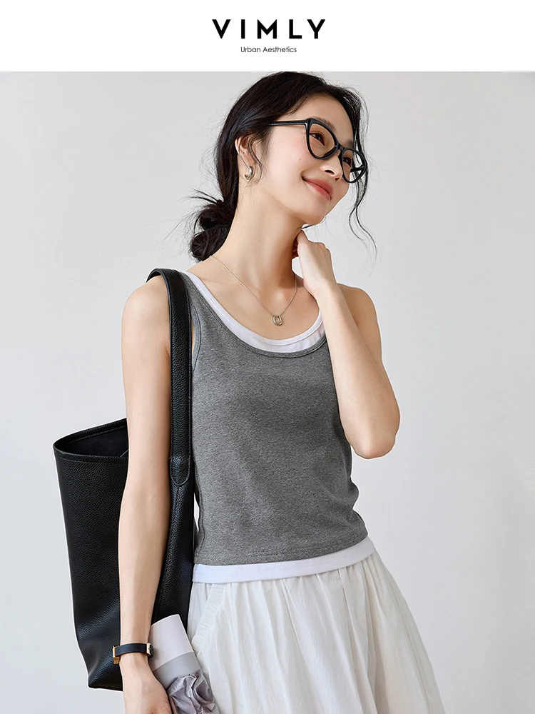 VIMLY Women's Casual False Two Piece Camisole Tank Top 2025 Summer Sporty Outfits Simple Tank Top Knitted Bottom Shirt Top M9771
VIMLY Women's Casual False Two Piece Camisole Tank Top 2025 Summer Sporty Outfits Simple Tank Top Knitted Bottom Shirt Top M9771