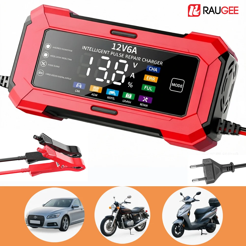 Car Battery Charger LED Display Motorcycle Battery Charging 6A 12V Battery Charger for Car Motorcycle for Unit Lead-Acid Repair
Car Battery Charger LED Display Motorcycle Battery Charging 6A 12V Battery Charger for Car Motorcycle for Unit Lead-Acid Repair