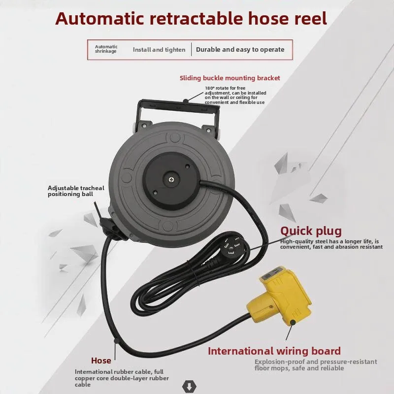 Small Portable Automatic Retractable Reel 6m Mini Cable Winder with Waterproof Socket
Small Portable Automatic Retractable Reel 6m Mini Cable Winder with Waterproof Socket