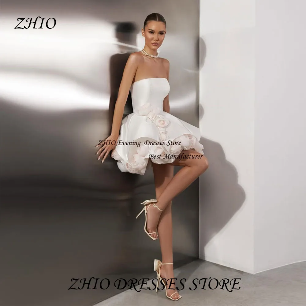 ZHIO Ivory Modern Satin Mini Length Flowers Appliques Evening Gown Dress Strapless Sleeveless Formal Prom Gowns with Ruched
ZHIO Ivory Modern Satin Mini Length Flowers Appliques Evening Gown Dress Strapless Sleeveless Formal Prom Gowns with Ruched