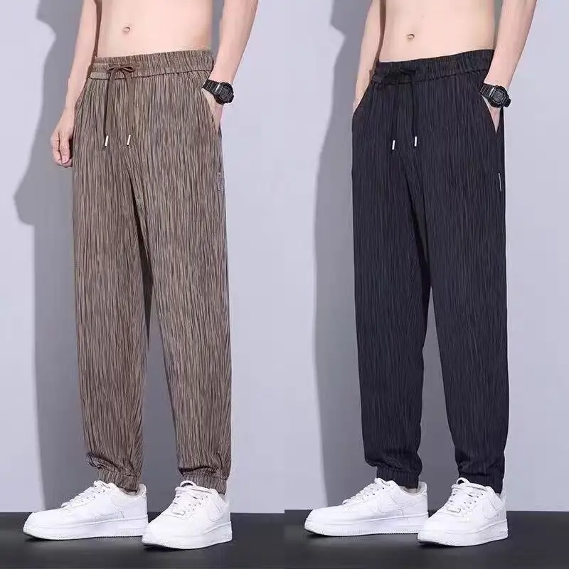 Summer Sport Pants Men's Loose Straight Leg Thin Ice Silk Casual Stripe Long Trousers Breathable Comfortable Youth Fashion
Summer Sport Pants Men's Loose Straight Leg Thin Ice Silk Casual Stripe Long Trousers Breathable Comfortable Youth Fashion
