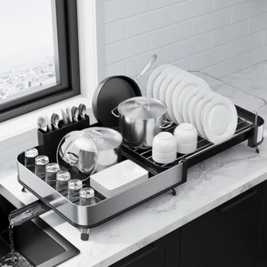 Dish Drying Rack - Expandable Stainless Steel Dish Racks for Kitchen Counter, Auto-Drain Drying Rack for Kitchen with Cutlery H
Dish Drying Rack - Expandable Stainless Steel Dish Racks for Kitchen Counter, Auto-Drain Drying Rack for Kitchen with Cutlery H