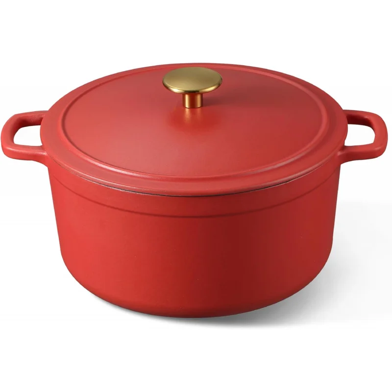 Enameled Cast Iron Dutch Oven with Lid - Heavy-Duty, Non-Toxic, Dual Handles, All Stovetop/Oven Safe 500°F for Bread, Braising
Enameled Cast Iron Dutch Oven with Lid - Heavy-Duty, Non-Toxic, Dual Handles, All Stovetop/Oven Safe 500°F for Bread, Braising