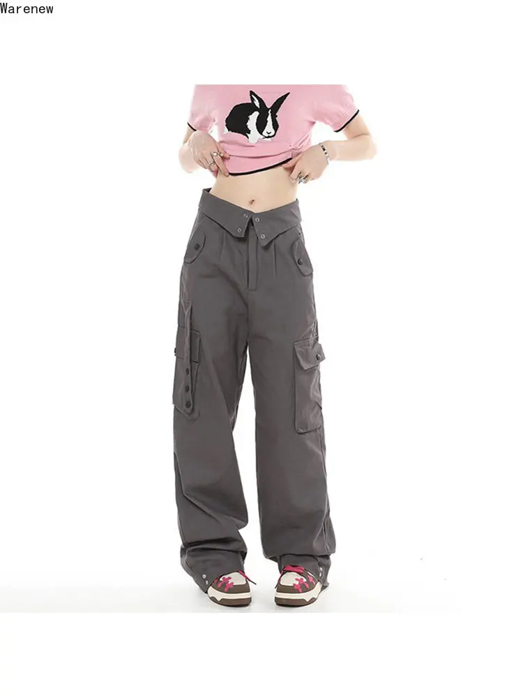 Women's High Street Casual Overalls Solid Color Loose Wide Leg Pants American Retro 00's Oversized Y2k Pockets Cargo Pants
Women's High Street Casual Overalls Solid Color Loose Wide Leg Pants American Retro 00's Oversized Y2k Pockets Cargo Pants