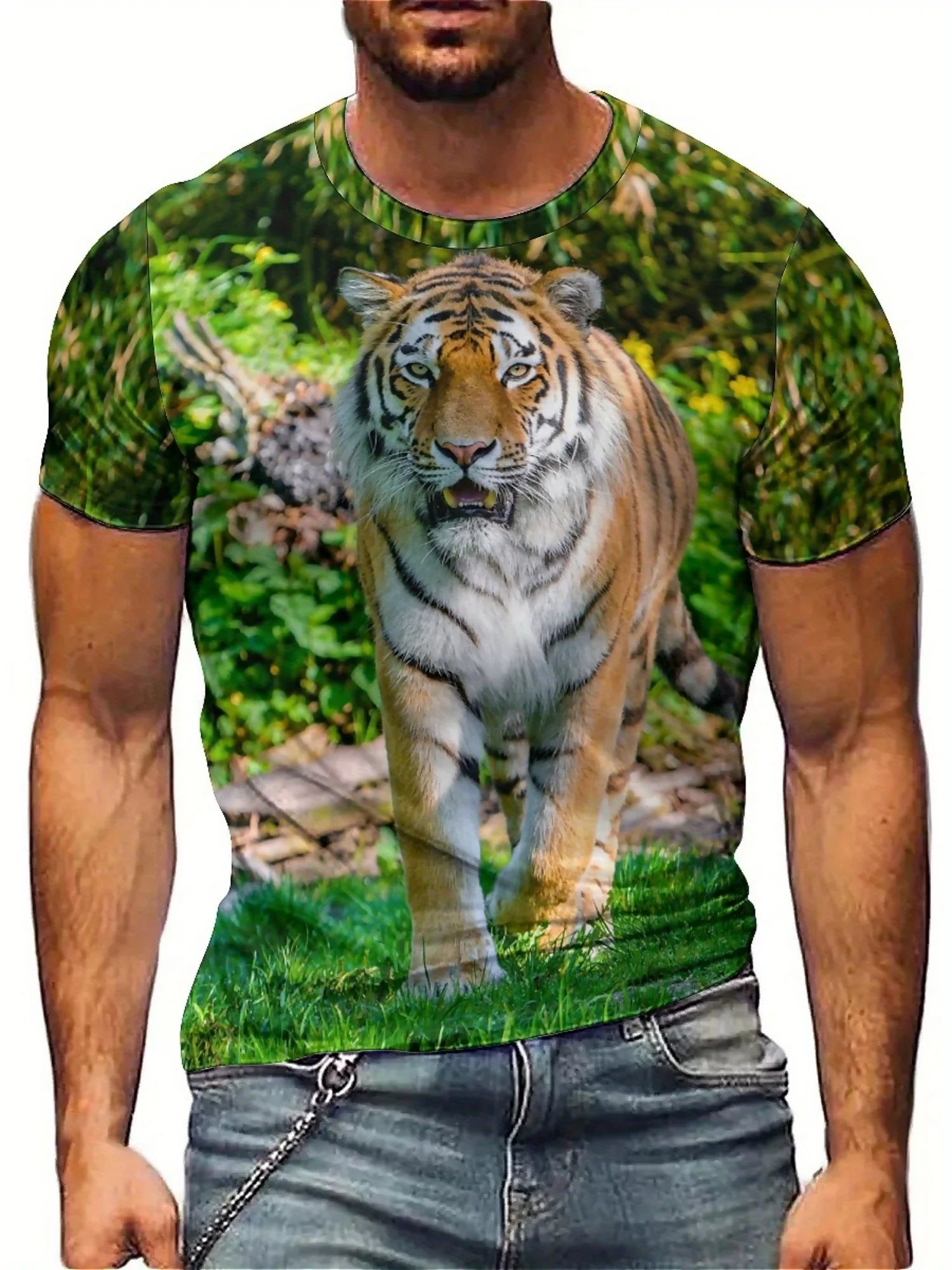 Men'S 3D Tiger Print T-Shirt - Soft Polyester, Comfortable & Breathable, All-Season Wear, Casual Short Sleeve Tee
Men'S 3D Tiger Print T-Shirt - Soft Polyester, Comfortable & Breathable, All-Season Wear, Casual Short Sleeve Tee