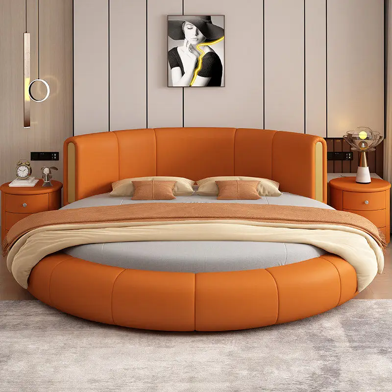 Leather round bed double master bedroom wedding bed modern simple hotel guesthouse round
Leather round bed double master bedroom wedding bed modern simple hotel guesthouse round