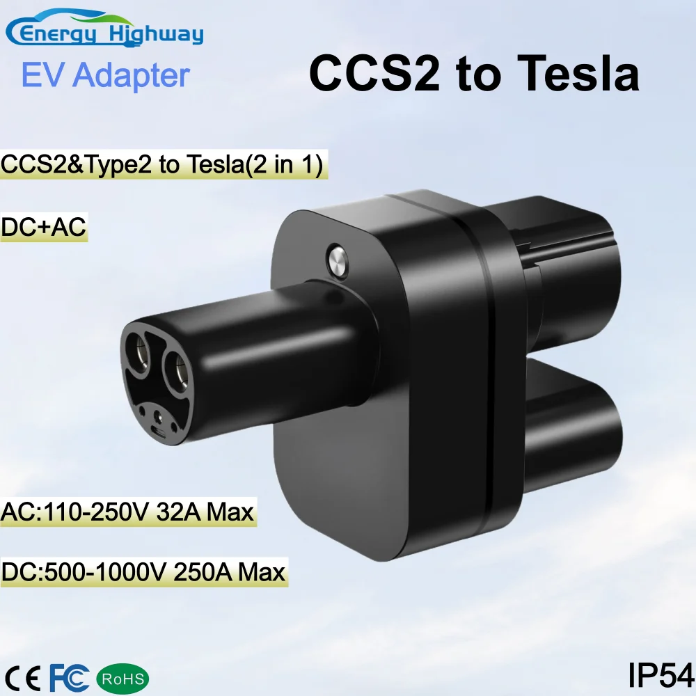 CCS2 to Tesla(NACS) Adapter Convertor 1000V 250A Max for Model 3/X/Y/S CCS Combo 2 EV Charging Converter Adaptor CCS2-NACS
CCS2 to Tesla(NACS) Adapter Convertor 1000V 250A Max for Model 3/X/Y/S CCS Combo 2 EV Charging Converter Adaptor CCS2-NACS