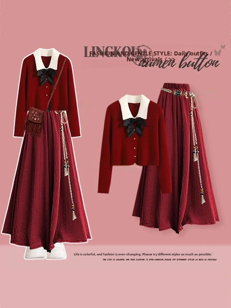 Large Size Knitted Knit Cardigan And Casual Skirt Pants Set for Women Christmas New Year Atmosphere Feeling Fashionable Two P...
Large Size Knitted Knit Cardigan And Casual Skirt Pants Set for Women Christmas New Year Atmosphere Feeling Fashionable Two P...
