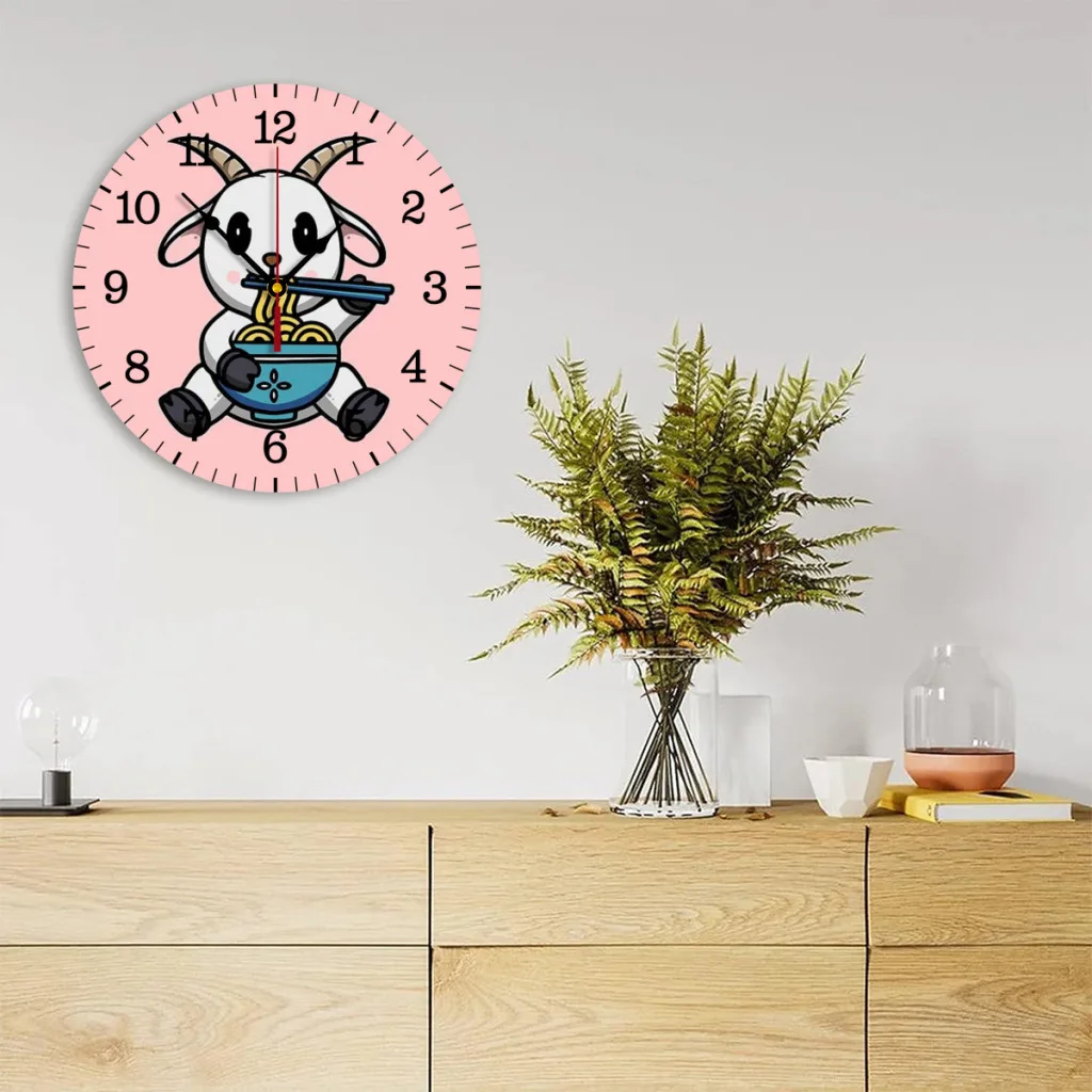 Cute Goat Eating Ramen Modern Simple and Wall Hung Clock for Study Bedroom Living Room Bathroom
Cute Goat Eating Ramen Modern Simple and Wall Hung Clock for Study Bedroom Living Room Bathroom