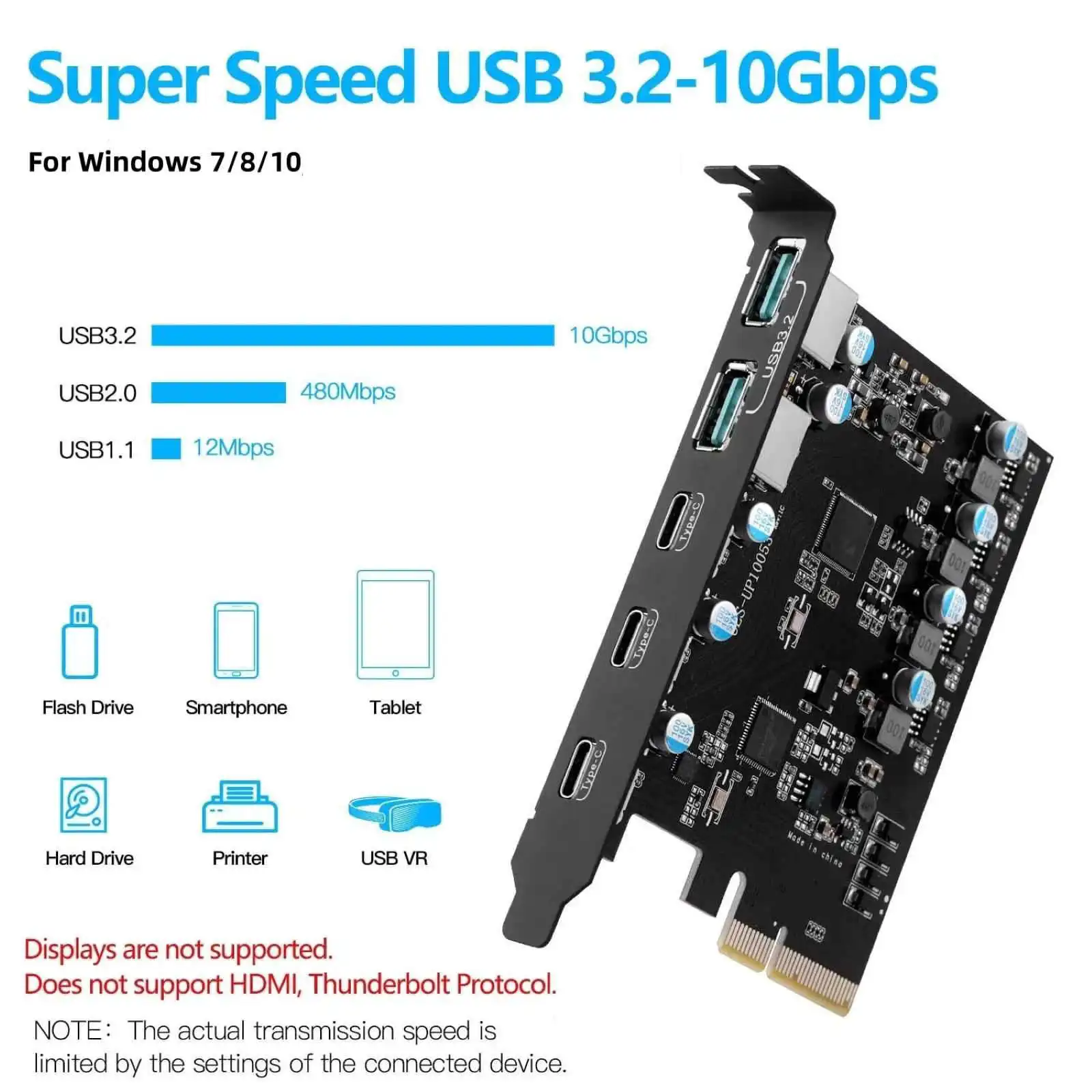 1PC 5 Port USB 3.2 Gen 2 PCIe Expansion Card 2 x USB-C 3 x Type A 20Gbps ASM3142 VL822 for Desktop Windows Linux
1PC 5 Port USB 3.2 Gen 2 PCIe Expansion Card 2 x USB-C 3 x Type A 20Gbps ASM3142 VL822 for Desktop Windows Linux