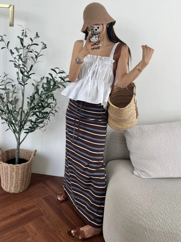 Slimming Striped A-Line Midi Skirt High Waist Women's Faion Korean Sle Commute Autumn New Arrival Ci Scenic Spot
Slimming Striped A-Line Midi Skirt High Waist Women's Faion Korean Sle Commute Autumn New Arrival Ci Scenic Spot