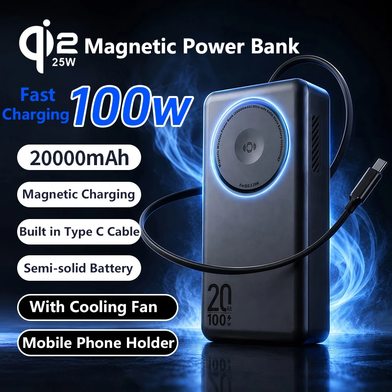 Semi-solid Battery Qi2.2 25W Magnetic Wireless Power Bank 20000mAh PD 100W Fast Charger for iPhone 17 16 iWatch Laptop Powerbank
Semi-solid Battery Qi2.2 25W Magnetic Wireless Power Bank 20000mAh PD 100W Fast Charger for iPhone 17 16 iWatch Laptop Powerbank