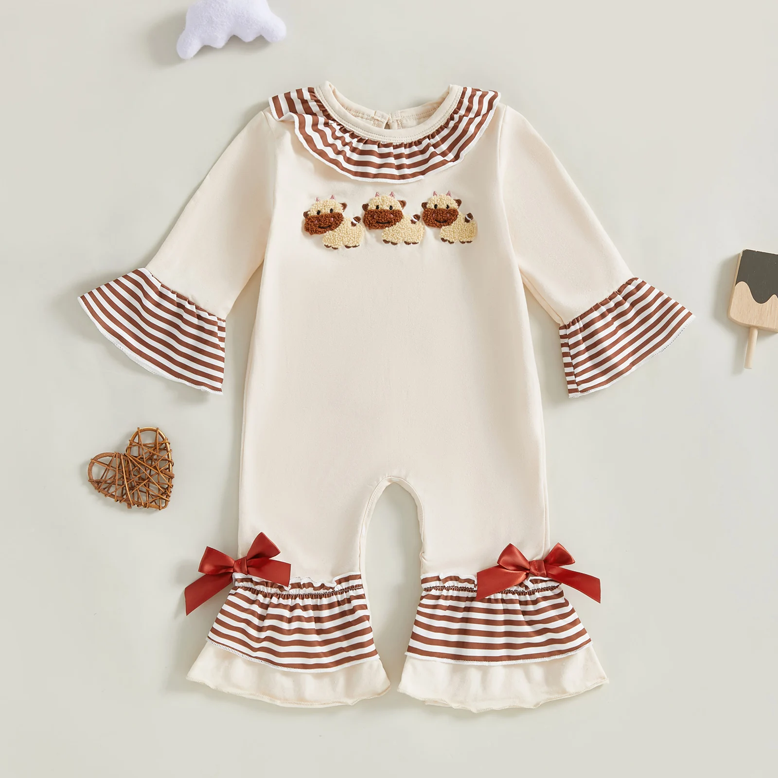 2025-05-12 Lioraitiin Baby Girl Fall Romper Cow Embroidery Stripe Print Long Sleeve Ruffled Round Neck Full Length Jumpsuit
2025-05-12 Lioraitiin Baby Girl Fall Romper Cow Embroidery Stripe Print Long Sleeve Ruffled Round Neck Full Length Jumpsuit
