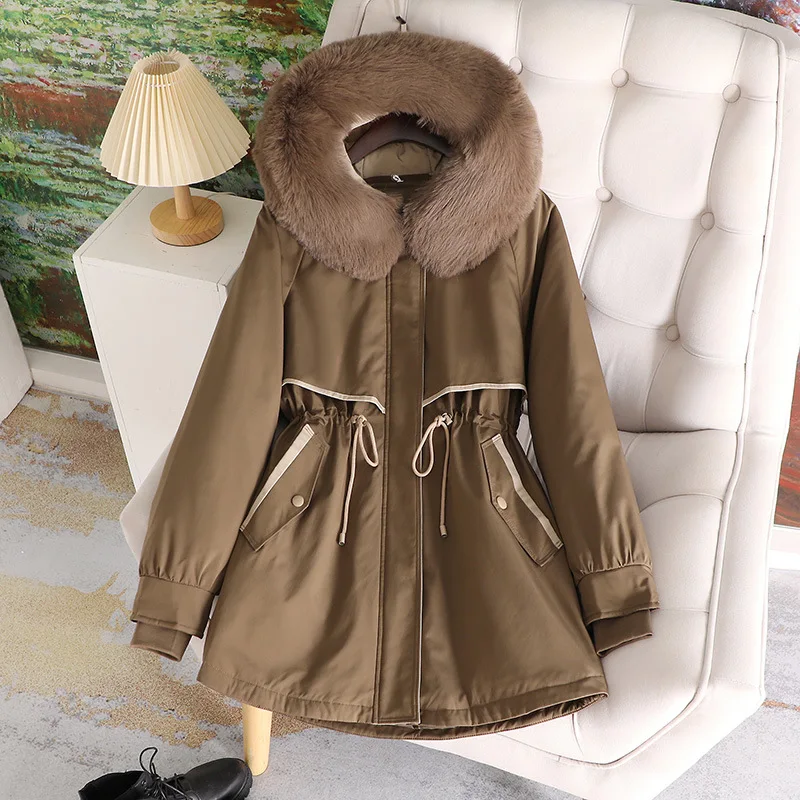 Parkas Khaki Womens Autumn Aesthetic Woven Fur-Collar Bandage Pleated Ribs Casual Snap-Button Feminine Stiff Tied Flocking Trend
Parkas Khaki Womens Autumn Aesthetic Woven Fur-Collar Bandage Pleated Ribs Casual Snap-Button Feminine Stiff Tied Flocking Trend