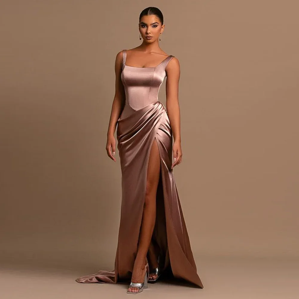 Fashion Square Collar Satin Evenging Prom Party Dress for Bridal Mermiad Side Slit Court Formal Prom Gown vestidos de festa
Fashion Square Collar Satin Evenging Prom Party Dress for Bridal Mermiad Side Slit Court Formal Prom Gown vestidos de festa