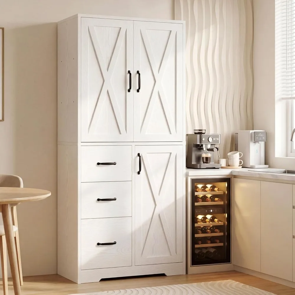 Pantry Cabinet, 67.5 Inch Tall Storage Cabinet with 3 Doors & Drawers, Farmhouse Kitchen Cabinet with Adjustable, Customized
Pantry Cabinet, 67.5 Inch Tall Storage Cabinet with 3 Doors & Drawers, Farmhouse Kitchen Cabinet with Adjustable, Customized