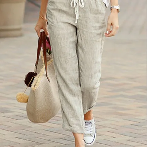 Women's Pants Spring And Autumn New Solid Color Loose Straight Pants Casual Elastic Waist Lace-up Cotton And Linen Trousers
Women's Pants Spring And Autumn New Solid Color Loose Straight Pants Casual Elastic Waist Lace-up Cotton And Linen Trousers