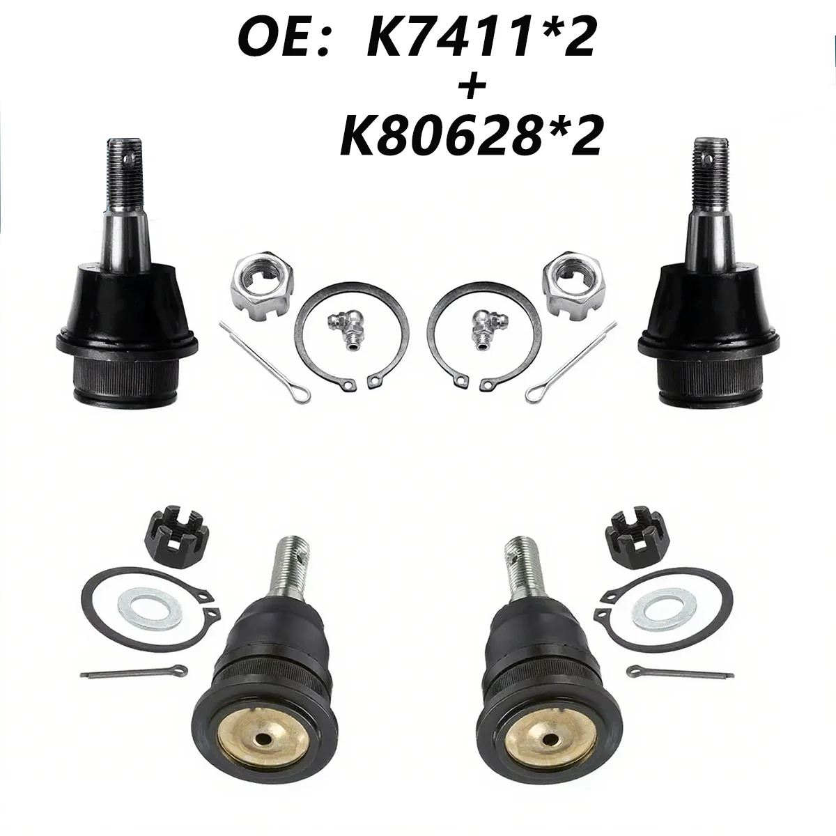 4 шт. K7411 + K80628 передние верхние и нижние шаровые шарниры для Dodge Ram 1500 06-08 снят Crew Cab 
4 шт. K7411 + K80628 передние верхние и нижние шаровые шарниры для Dodge Ram 1500 06-08 снят Crew Cab
