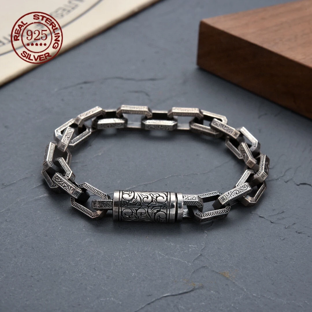 S925 Sterling Silver New Rattan Grass Pattern Bracelet Creative Design Personalized Retro Handmade Men's Bracelets Jewelry
S925 Sterling Silver New Rattan Grass Pattern Bracelet Creative Design Personalized Retro Handmade Men's Bracelets Jewelry