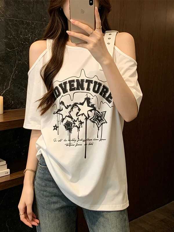plus Size Summer New Women's Loose Printed Shoulder Bared American Style Slimming Short Sleeve T-Shirt Comfortable Breathable...
plus Size Summer New Women's Loose Printed Shoulder Bared American Style Slimming Short Sleeve T-Shirt Comfortable Breathable...
