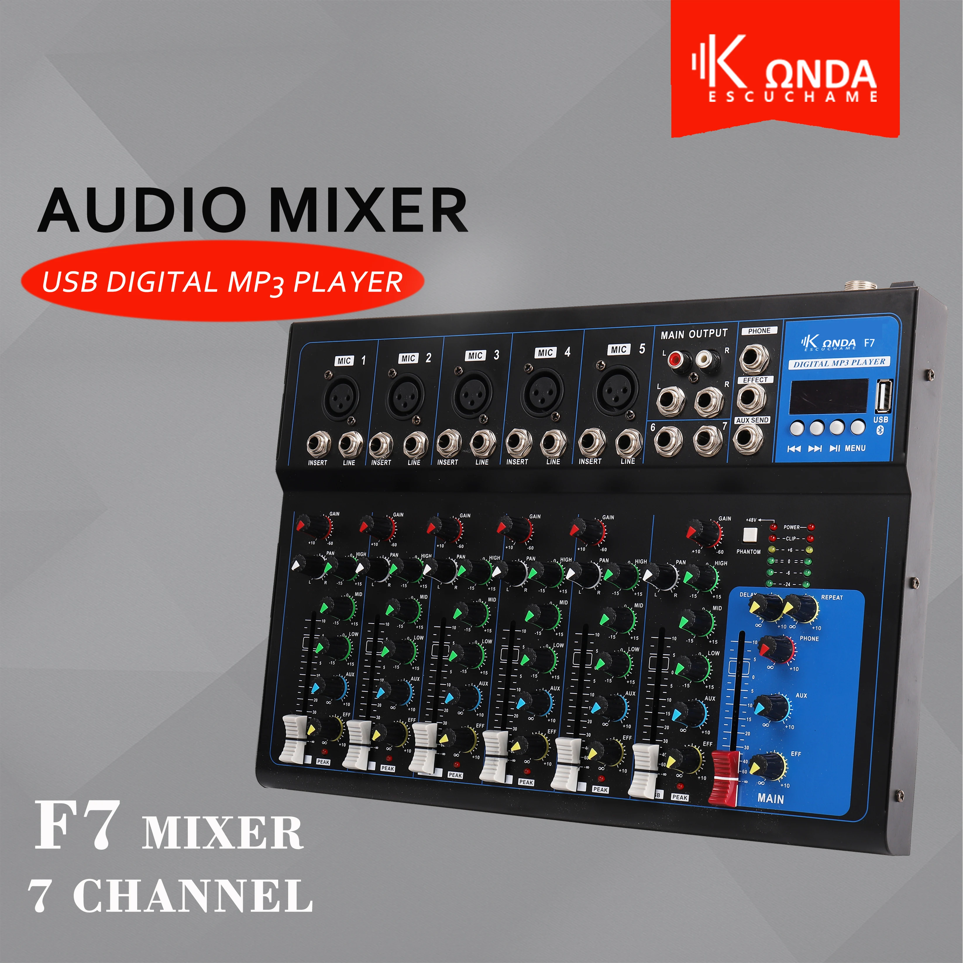 Professional 4/7 Channel Mixer Consola Bluetooth USB Home KTV stage performance live sound mixer for pc Sound mixer F7/74
Professional 4/7 Channel Mixer Consola Bluetooth USB Home KTV stage performance live sound mixer for pc Sound mixer F7/74