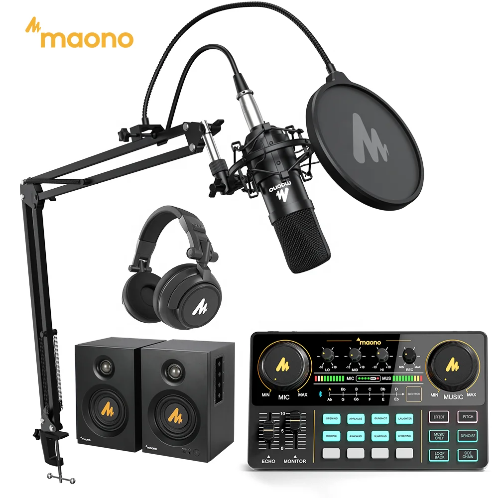 MAONO All in One Podcast Equipment Bundle Audio Interfaces Condenser Microphone DJ Headphone Monitor Speaker Podcast Sound Cards
MAONO All in One Podcast Equipment Bundle Audio Interfaces Condenser Microphone DJ Headphone Monitor Speaker Podcast Sound Cards