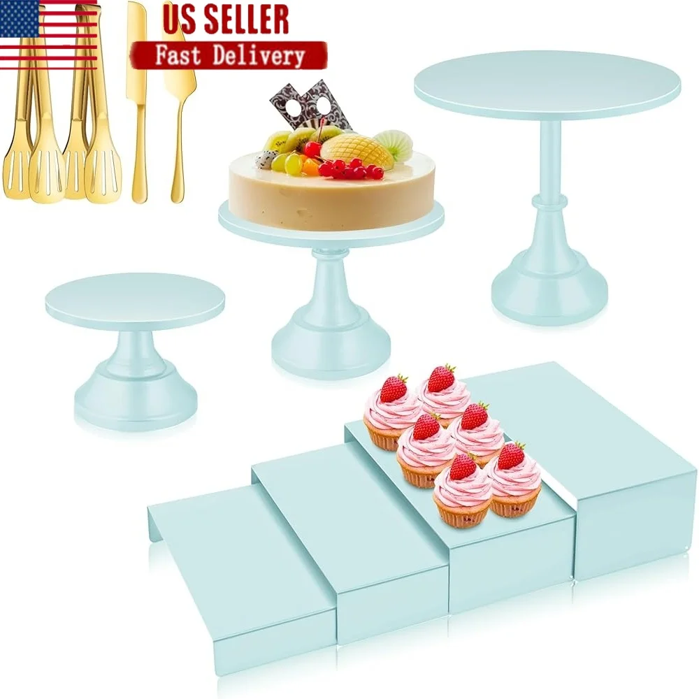 Blue Metal Cake Stand Set Round Tiered Dessert Display with Cupcake Fruit Candy Donut Risers Stands Tong Cake Knife Events
Blue Metal Cake Stand Set Round Tiered Dessert Display with Cupcake Fruit Candy Donut Risers Stands Tong Cake Knife Events