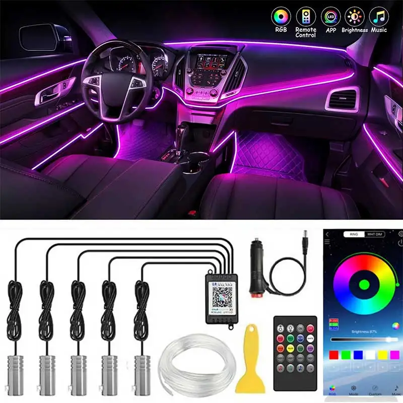 Автомобильная светодиодная внутренняя лента, 5 дюймов, 1 RGB, многоцветная, с комплектом окружающего освещения из оптического волокна 236 дюймов, пультом дистанционного управления и
Автомобильная светодиодная внутренняя лента, 5 дюймов, 1 RGB, многоцветная, с комплектом окружающего освещения из оптического волокна 236 дюймов, пультом дистанционного управления и