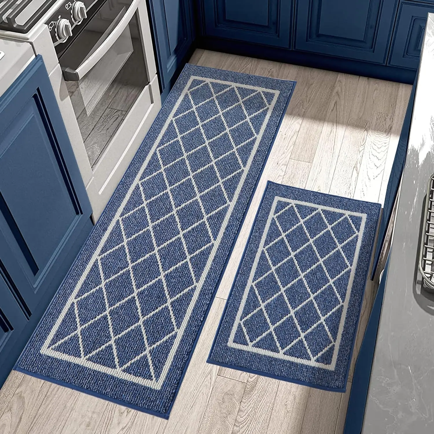 Non-Slip Kitchen Mats Set of 2 Absorbent Runner Navy Blue TPR Backing 24x35in/24x60in
Non-Slip Kitchen Mats Set of 2 Absorbent Runner Navy Blue TPR Backing 24x35in/24x60in