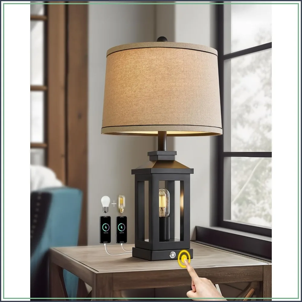23.75" Retro Farmhouse Black Table Lamp with Touch Control, USB C+A Ports, 2 Light Sources for Bedroom Living Room
23.75" Retro Farmhouse Black Table Lamp with Touch Control, USB C+A Ports, 2 Light Sources for Bedroom Living Room