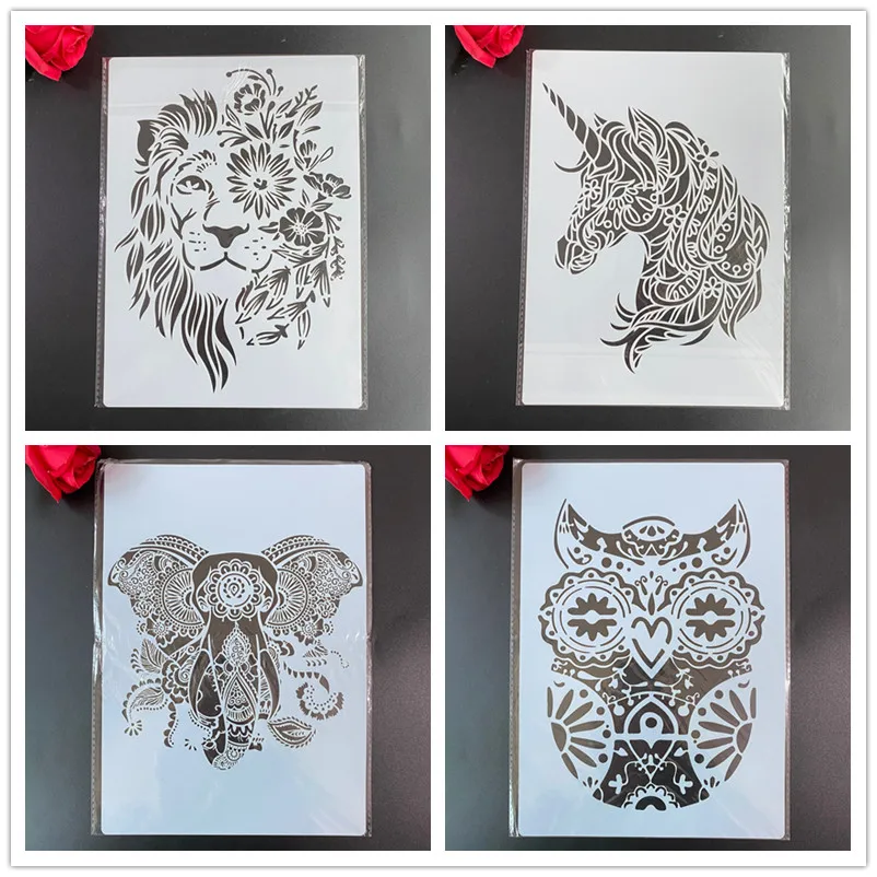4pcs / set A4 Mandala animal Stencils Painting Coloring Embossing Scrapbook Album Decorative Template stencil paris
4pcs / set A4 Mandala animal Stencils Painting Coloring Embossing Scrapbook Album Decorative Template stencil paris