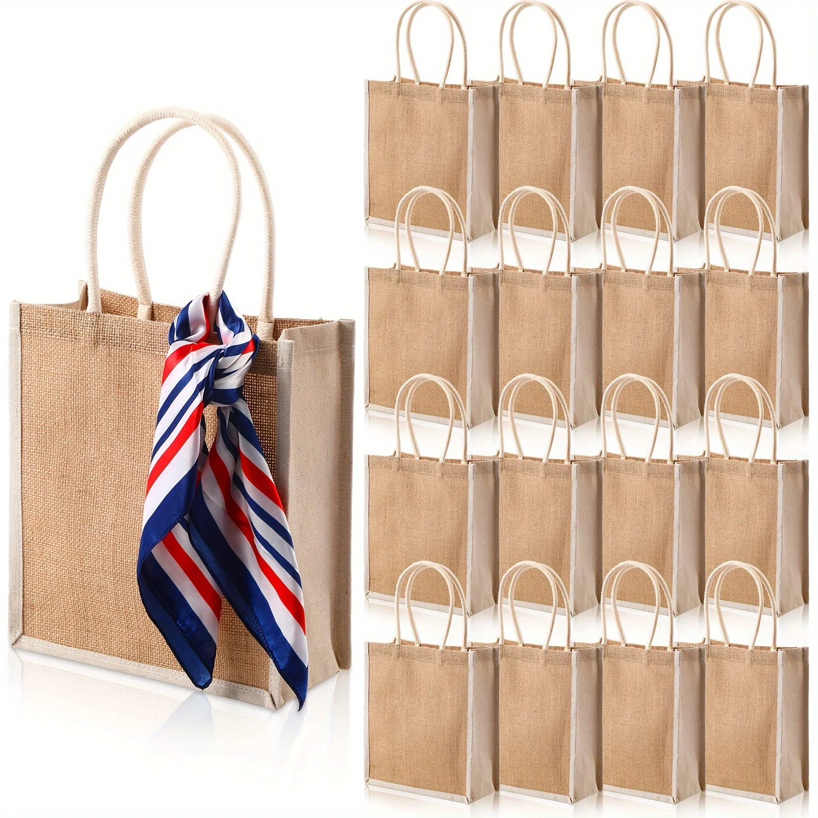 16 Pack Tote Gift Bags Beach Bags with Soft Handles Heavy Duty Multipurpose Jute Shopping Bags for Groceries Jute Tote Bags
16 Pack Tote Gift Bags Beach Bags with Soft Handles Heavy Duty Multipurpose Jute Shopping Bags for Groceries Jute Tote Bags