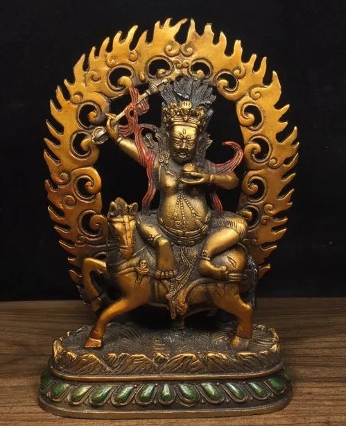 7" Old Tibet Bronze Painting Palden Lhamo Deity Laksmi Ride Horse Buddha Statue
7" Old Tibet Bronze Painting Palden Lhamo Deity Laksmi Ride Horse Buddha Statue