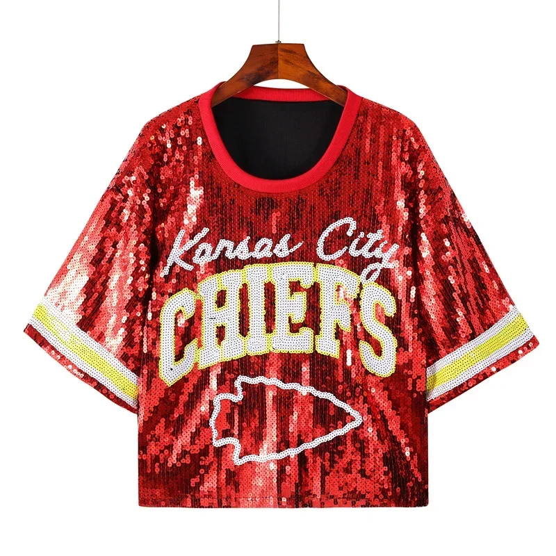 2025 Short Sleeve Women's Shirts Tops Summer New Sequins Hip Hop Night Club Straight Round Neck T-Shirt
2025 Short Sleeve Women's Shirts Tops Summer New Sequins Hip Hop Night Club Straight Round Neck T-Shirt