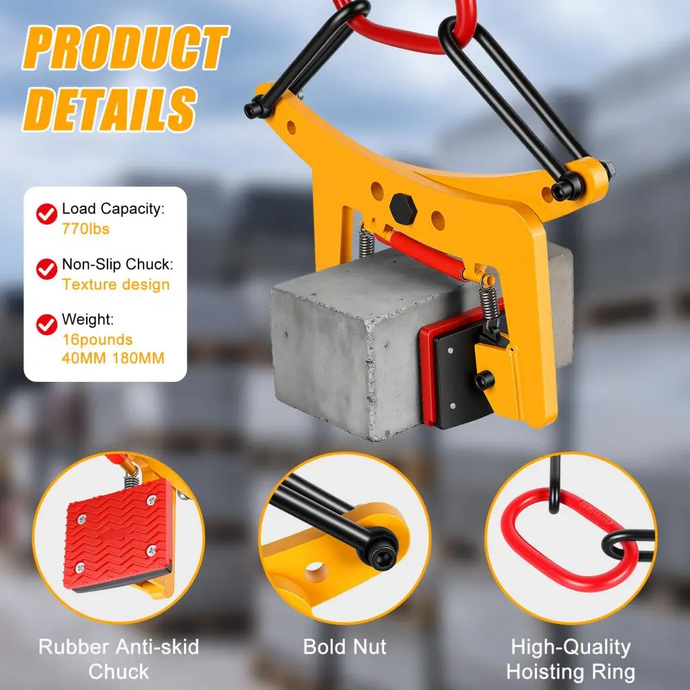 2-4-6 Inch Opening Granite Slab Lifting Clamps 770LBS Vertical Heavy Duty Stone Clamps for Concrete Block Transport
2-4-6 Inch Opening Granite Slab Lifting Clamps 770LBS Vertical Heavy Duty Stone Clamps for Concrete Block Transport