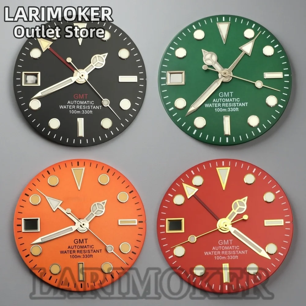 LARIMOKER 29mm Black Green Blue Orange Red Dial Green Luminous 9 O'clock Date Suitable for NH34 GMT Movement Watch Accessories
LARIMOKER 29mm Black Green Blue Orange Red Dial Green Luminous 9 O'clock Date Suitable for NH34 GMT Movement Watch Accessories