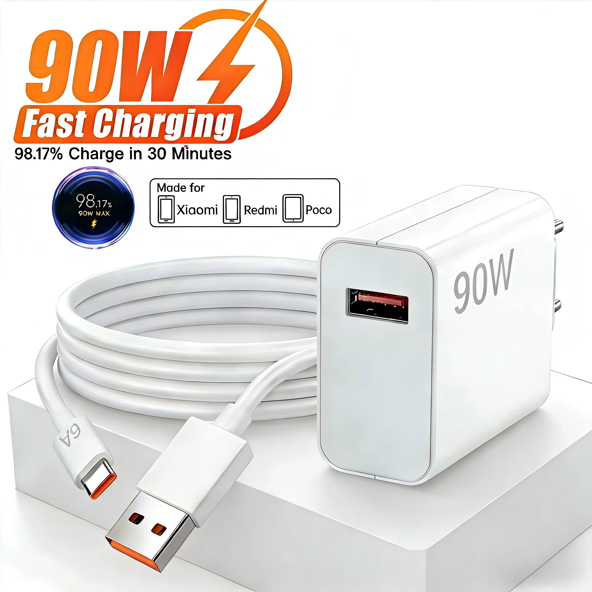 Сетевое зарядное устройство Turbo Fast 90W 6A для Xiaomi 11 12 Lite 13T 14 Ultra Redmi Note 11T 12T 13 15Pro POCO F4 X5 с кабелем USB Type-C
Сетевое зарядное устройство Turbo Fast 90W 6A для Xiaomi 11 12 Lite 13T 14 Ultra Redmi Note 11T 12T 13 15Pro POCO F4 X5 с кабелем USB Type-C