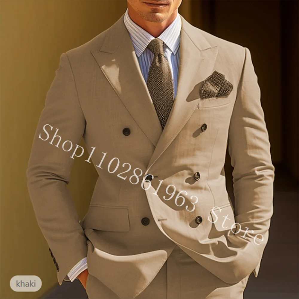 khaki Linen 2 Pieces Men Suit Slim Fit Peak Lapel Double Breasted Best Men Groom Wedding Party Tuxedo Blazer Pants Costume Homme
khaki Linen 2 Pieces Men Suit Slim Fit Peak Lapel Double Breasted Best Men Groom Wedding Party Tuxedo Blazer Pants Costume Homme