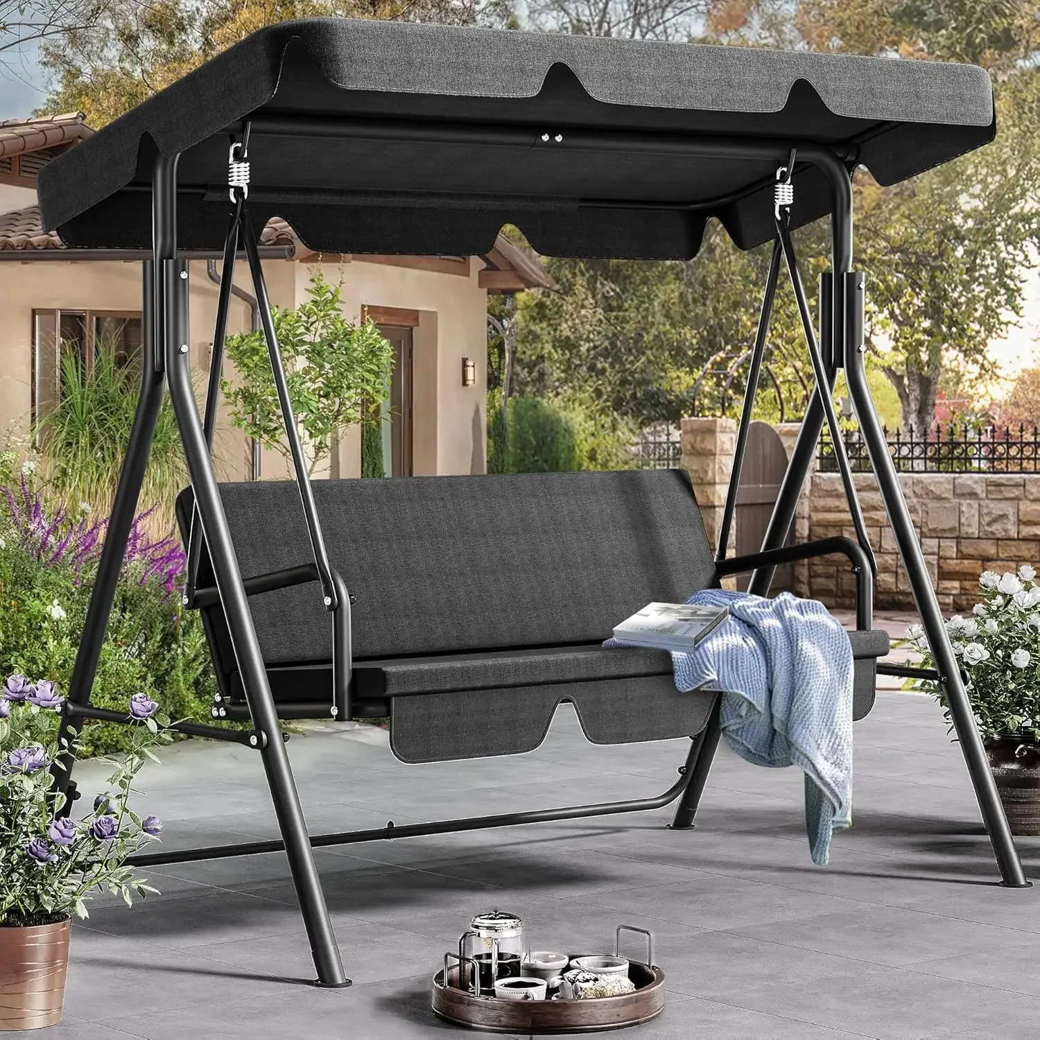 Patio Swing Front Porch Swing for Adults 3 Seat Porch Swings with Adjustable Canopy Outside Swing Bench
Patio Swing Front Porch Swing for Adults 3 Seat Porch Swings with Adjustable Canopy Outside Swing Bench