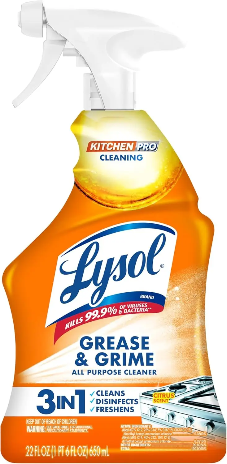 Kitchen Spray Cleaner and Degreaser, Antibacterial All Purpose Cleaning Spray for Kitchens, Countertops, Ovens, and Appliances, Citrus Scent, 22oz
Kitchen Spray Cleaner and Degreaser, Antibacterial All Purpose Cleaning Spray for Kitchens, Countertops, Ovens, and Appliances, Citrus Scent, 22oz