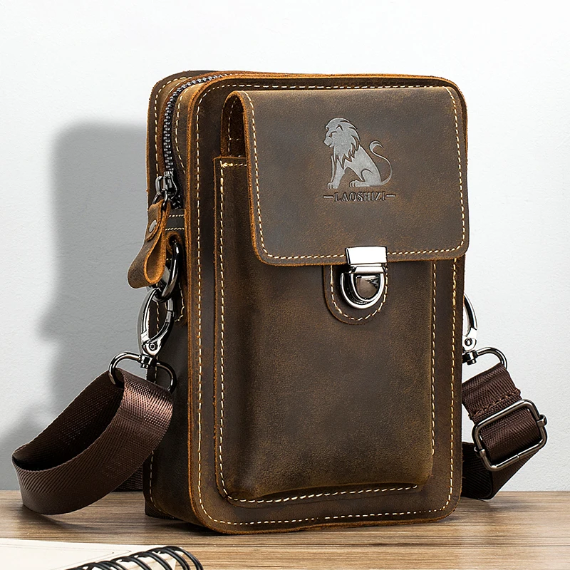 Men's genuine leather mobile phone waist bag, top layer cowhide, multifunctional and multi slot diagonal cross mobile phone bag
Men's genuine leather mobile phone waist bag, top layer cowhide, multifunctional and multi slot diagonal cross mobile phone bag