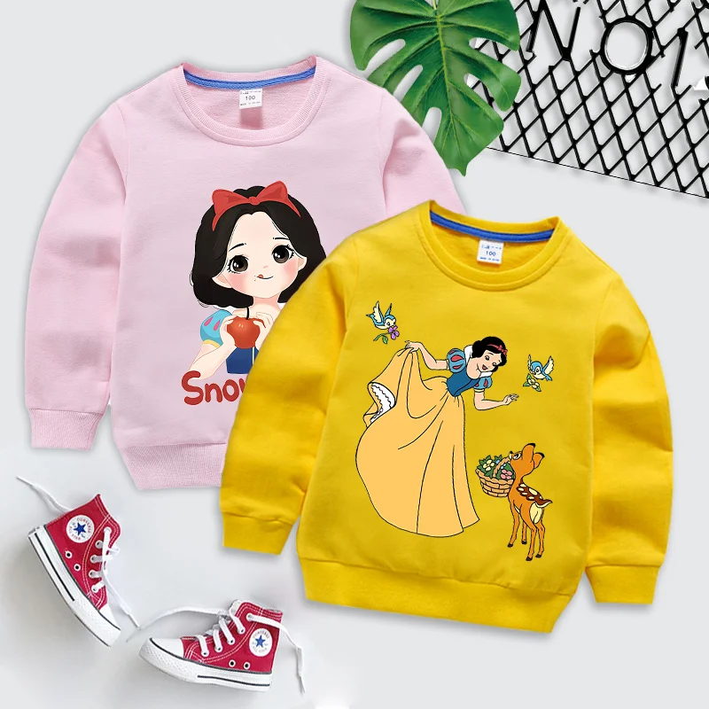 Свитшот для девочек Белоснежки, топы принцессы с круглым вырезом, кавайная модная одежда с мультяшным принтом, повседневная одежда с длинными рукавами, подарки для детей 
Свитшот для девочек Белоснежки, топы принцессы с круглым вырезом, кавайная модная одежда с мультяшным принтом, повседневная одежда с длинными рукавами, подарки для детей
