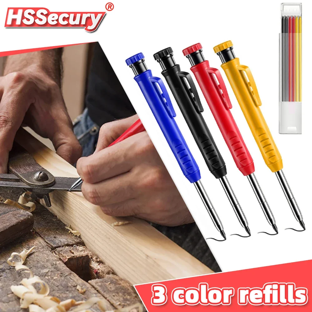 Solid Carpenter Pencil Set Built-in Sharpener 7Refill Leads for Woodworking Construction Marker Deep Hole Mechanical Pencil Tool
Solid Carpenter Pencil Set Built-in Sharpener 7Refill Leads for Woodworking Construction Marker Deep Hole Mechanical Pencil Tool